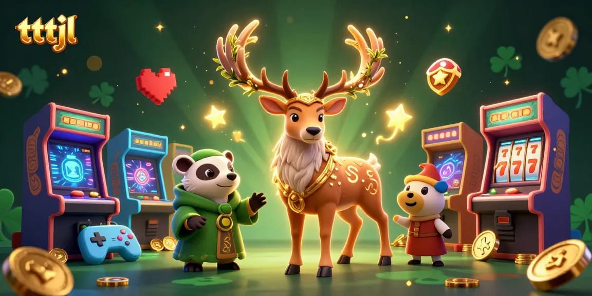 Experience thrilling moments in tttjl's vibrant casino world filled with lucky symbols and characters.