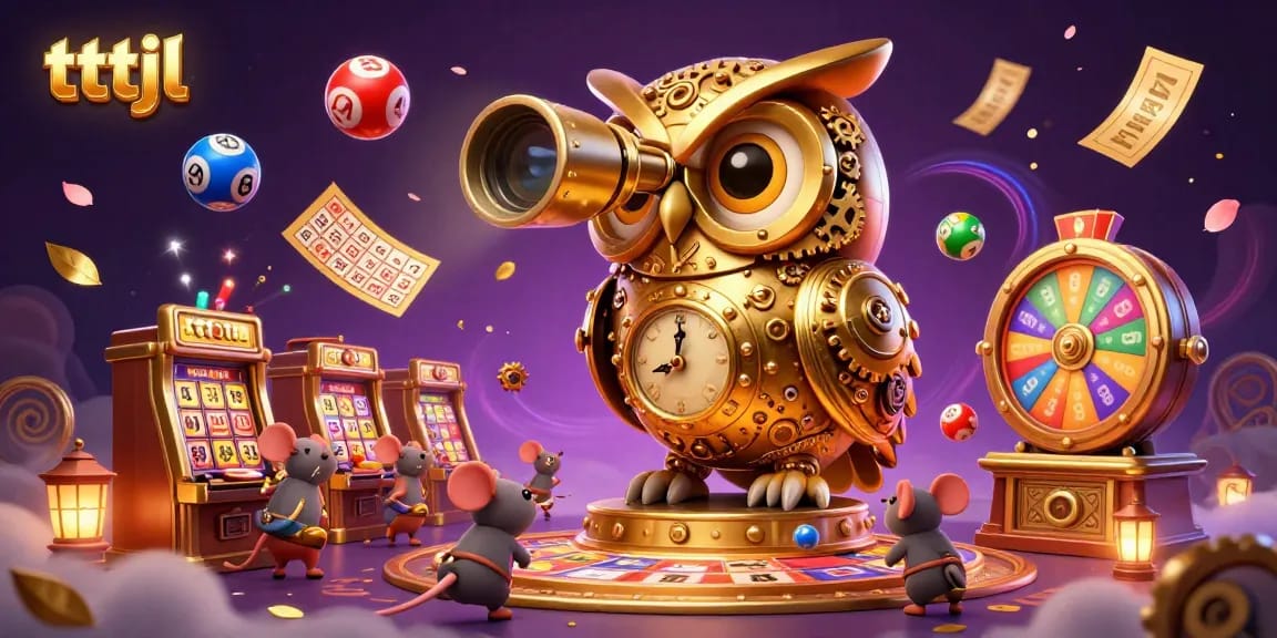 Experience the thrill of tttjl with a golden owl guiding players through a dynamic casino scene.