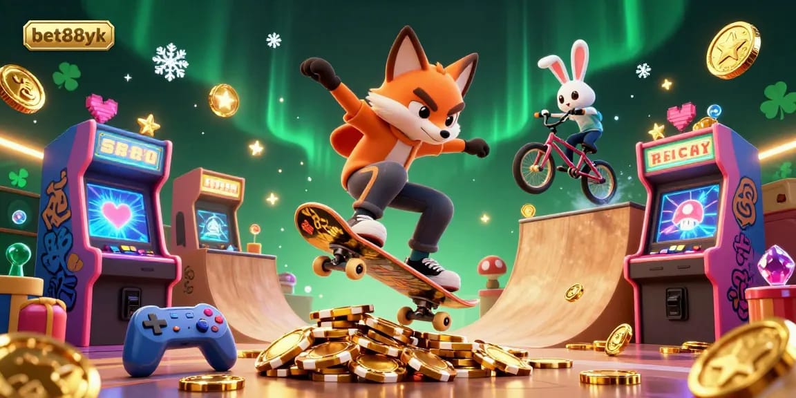 Experience thrilling gaming adventures with bet88yk's vibrant illustration of animated characters kicking off exciting casino fun.