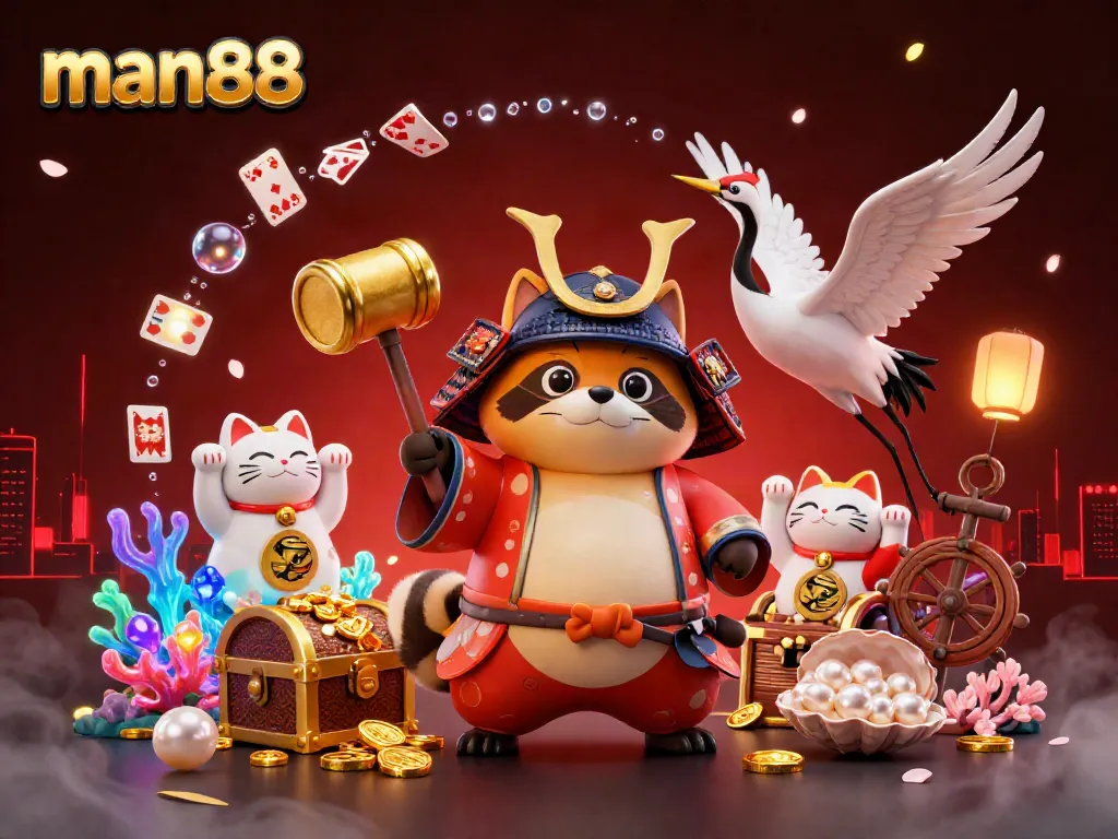 Spin and win big at man88 casino with a vibrant 3D celebration of fortune and luck.