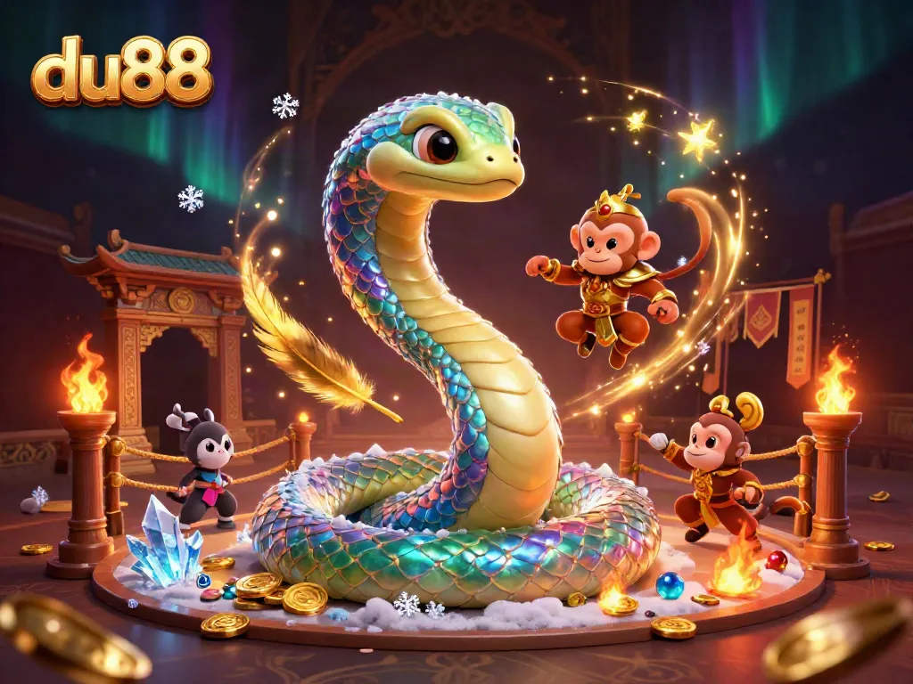 Experience thrilling gameplay at du88, featuring a vibrant 3D scene with exotic characters and enchanting elements.