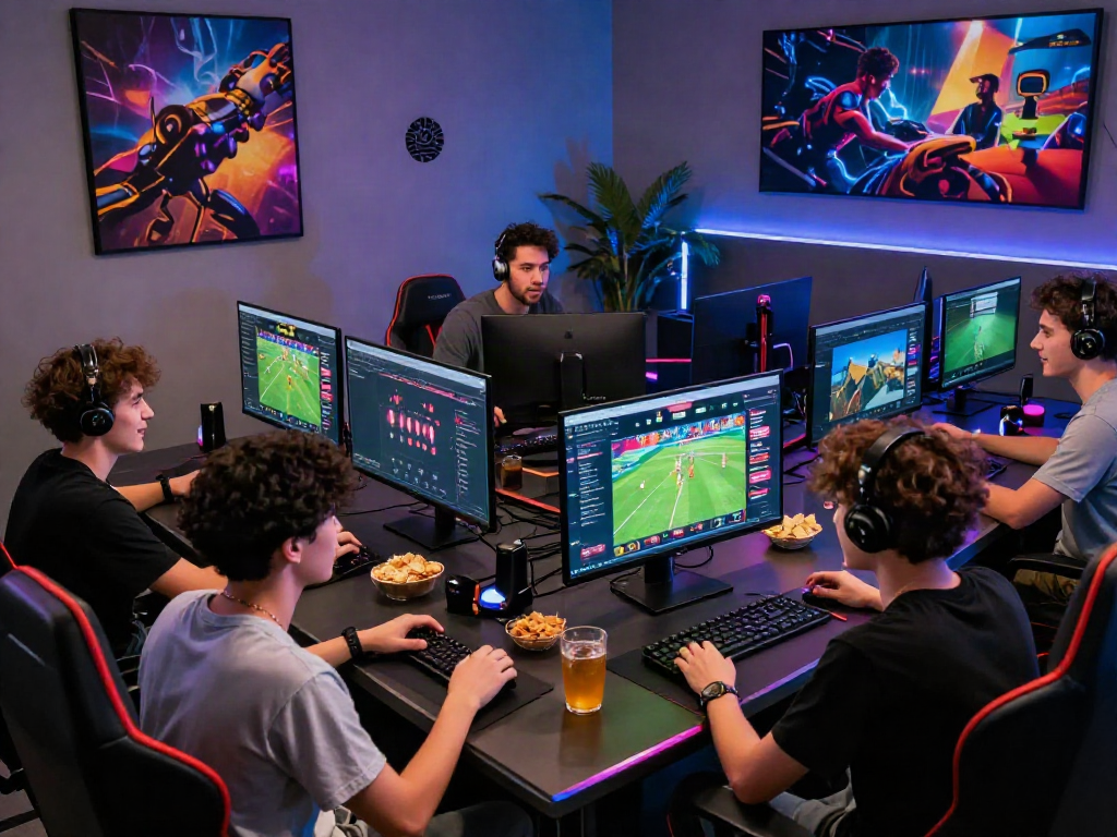 Exciting DU88 online gaming experience with friends in a vibrant gaming room.