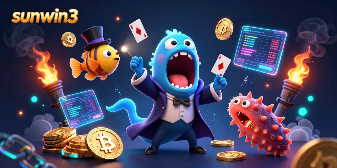 Join the excitement of sunwin3 with vibrant characters showcasing thrilling casino action in an underwater scene.