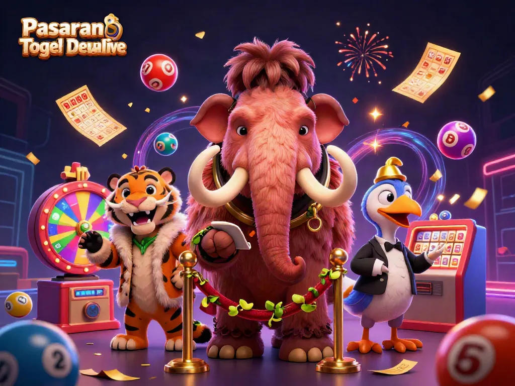 Judul Pasaran Togel Dewalive dengan gambar karakter unik Togel dan elemen kasino.