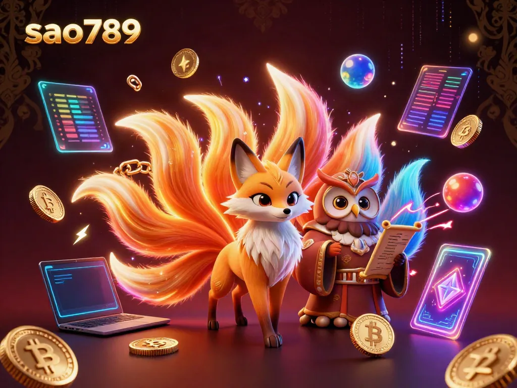 Experience the magical sao789 casino adventure with vibrant neon elements and cryptocurrency themes.