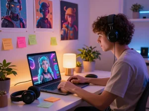 Engaging workspace where users can crush on AI characters, showcasing vibrant digital interaction.